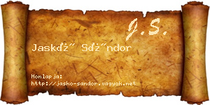 Jaskó Sándor névjegykártya